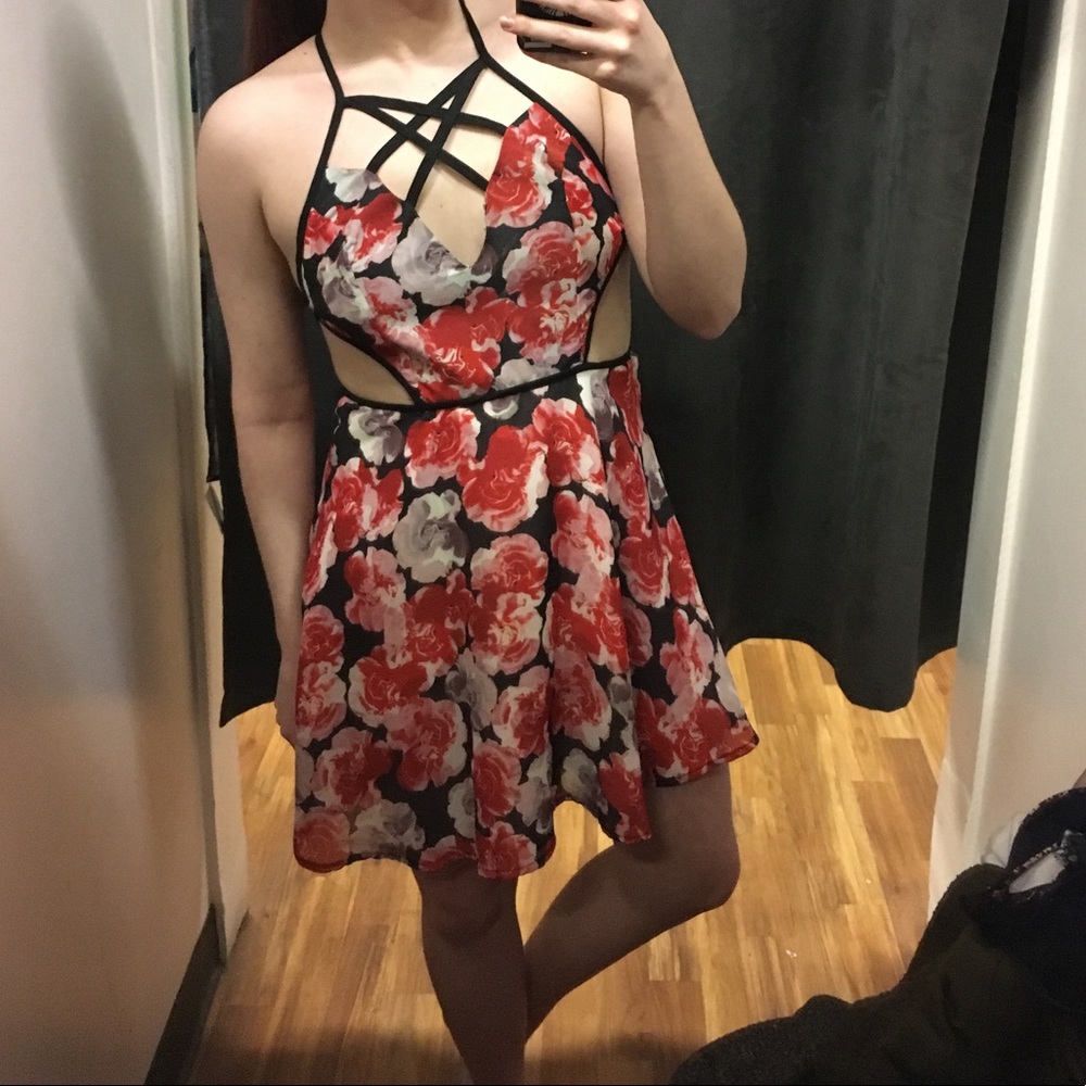 Nasty Gal Cut Out Floral Dress